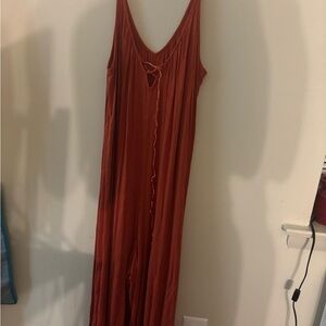 Orange Spaghetti Strap Jumpsuit